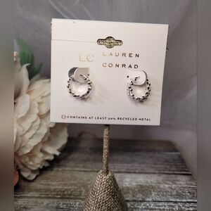 LC Lauren Conrad Silver Hoop Earrings With Rhinestones